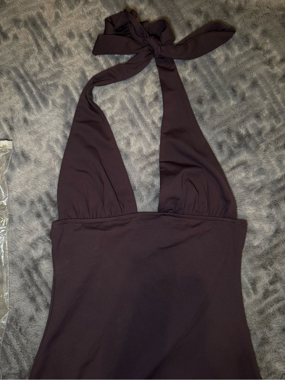 Edikted Halter Dress in Deep Plum - Picture 3 of 4